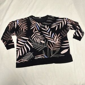 Palm print, terry-lined 3/4 sleeve shirt/sweatshirt